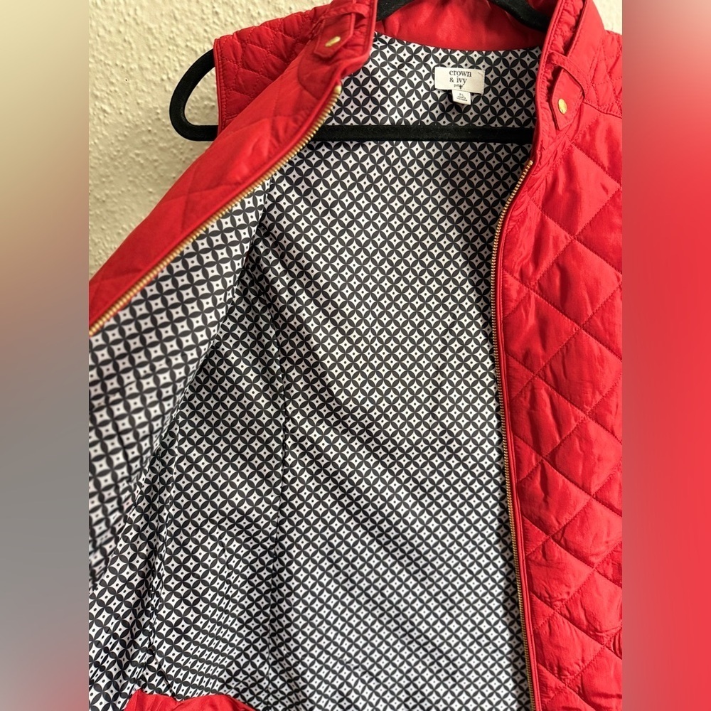 Crown & Ivy Women’s Quilted Puffer Vest Red Size PL Petite Large - Picture 6 of 9